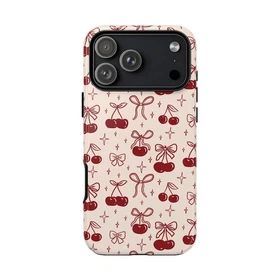 Cherry Ribbon Star Phone Case Shockproof Matte Gloss iPhone 11-17