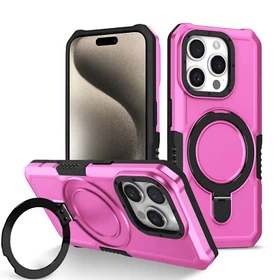 For iPhone 15 16 17 Pro Max 14 13 12 11 7 Shockproof Ring Stand Hard PC TPU Case