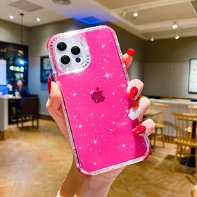 For iPhone 15 14 13 12 11 17 Pro Max 8 7 Bling Glitter Shockproof TPU Case Cover