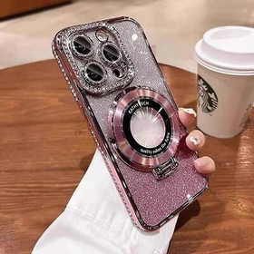 For iPhone 17 16 Pro Max 15 14 13 12 11 Glitter Bling Diamond Mag Safe Ring Case