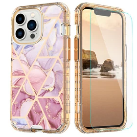For iPhone 17 16 15 14 13 12 Pro Max Stylish Rugged Case Glass Screen Protector