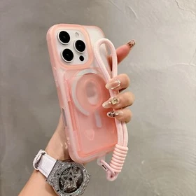 For iphone 17 Pro Max 16 15 13 12 11 Shockproof Mag Safe Clear Case with Lanyard