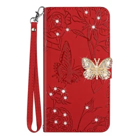 For iPhone 17 16 15 14 Plus 13 12 Mini 11 Pro Max Butterfly Ornaments Bling Case