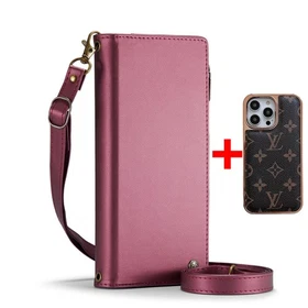 Luxury Wallet Crossbody Strap Cover For iPhone 16 15 14 Plus 13 12 Pro Max Case
