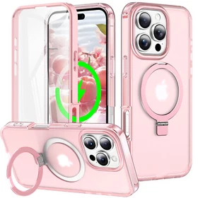 For iPhone 17 Pro Max 16 15 14 13 Mag Safe Case with Screen Protector Ring Stand