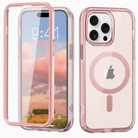 For iPhone 17 16 15 14 13 12 Clear Mag Safe Case with Built in Screen Protector