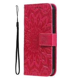 Embossing Flower Tree Cat Wallet Phone Case For iPhone 16 Pro Max 16 Plus 16 16E