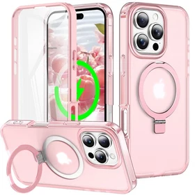 For iPhone 17 Pro Max 16E 14 13 12 11 Magnetic Stand Glass Screen Full Body Case