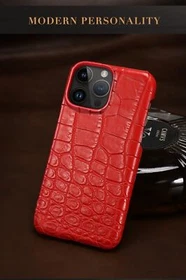 Crocodile Belly Skin Cover Real Alligator Abdomen Leather Case iPhone 15 Pro Max