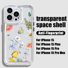 Flower Clear Case For iPhone 16 15 14 13 12 11 Pro Max XS Shockproof Case Cover