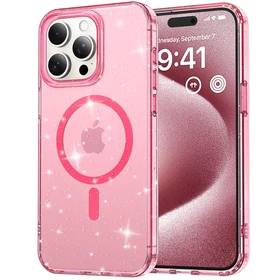 For iPhone 17 Pro Max 16 15 Magnetic Clear Bling Sparkly Luxury Shockproof Case 
