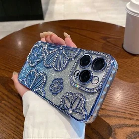 3D Flower Rhinestone Elegant Phone Case for iPhone17 PRO MAX 16 15 14 Women Lady