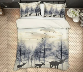 3D Forest Deer ZHUA1121 Bed Pillowcases Quilt Duvet Cover Set Queen King Zoe