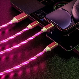 3 in 1 LED Fast Charging Cable Cell Phone Charger Cord For iPhone Type C USB New