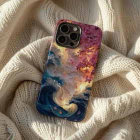 Cherry Blossom Wave Phone Case MagSafe Japanese Ocean iPhone 11-17