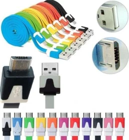 NTJ Flat Noodle data charge Cable charger for iPhone X 8 7 6 plus 4s 5 MICRO USB