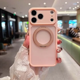 For iPhone 17 Pro Max Air 16 15 14 13 Rotatable RingStand Matte Translucent Case