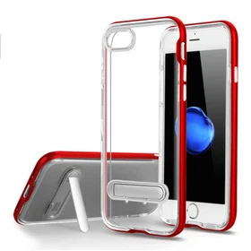 iPhone 6+/ 6s+ Plus Transparent Slim TPU Metal KickStand Hybrid Protection Case