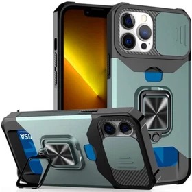 Shockproof Heavy Hard Casing Case with Metal Stand and Card Slot for IPhone Best