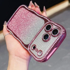 For iPhone 17 Pro Max 16 15 14 13 Diamond Bling Glitter Case Plating TPU Cover