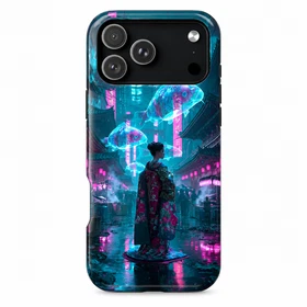 Neon Cyberpunk Jellyfish Phone Case MagSafe Shockproof iPhone 11-17 Ocean Glossy