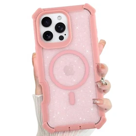 For iPhone 17 16 Pro Max 15 14 13 12 11 Anti-Yellow Glitter Rubber Mag Safe Case