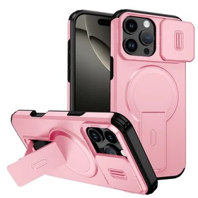 For iPhone 17 Pro Max 16 15 14 Magnetic Kickstand Slide Lens PC+TPU Armor Case
