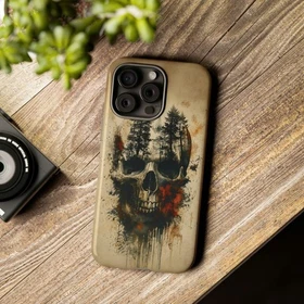 Forest Skull Silhouette Painting Tough Case For Iphone
