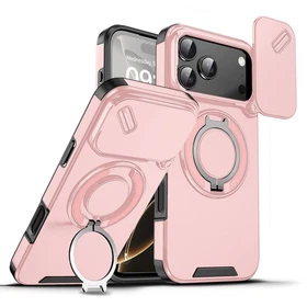 For iPhone 17 16 15 Pro Max 14 13 Rotate Magnetic Ring Holder Slide Camera Case