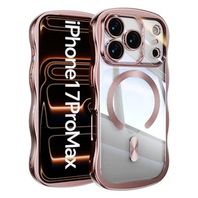 Shockproof Plating Curly Wavy Mag Safe Case+Lens Film For iPhone 16 17 Pro Max 