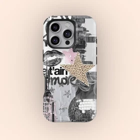 NYC Collage Phone Case Leopard Star Kiss Y2K Aesthetic iPhone 11-17