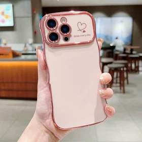 For iPhone 17 Pro Max 15 14 13 12 Lens Protection Curly Wave Plating TPU Case 