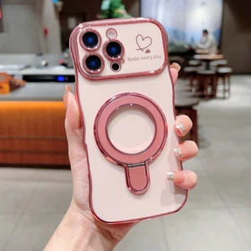 For iPhone 17Pro Max 16 15 Magnetic Plating Shockproof Ring Stand TPU Back Case 