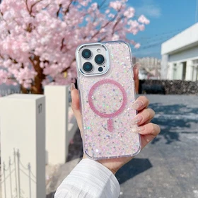 For iPhone 17 Pro Max Air 17e 16 15 14 13 12 11 Mag Safe Glitter Sequins Case