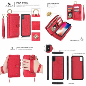 For iPhone & Samsung Multifunction Leather Wallet Case Detachable Magnetic Cover