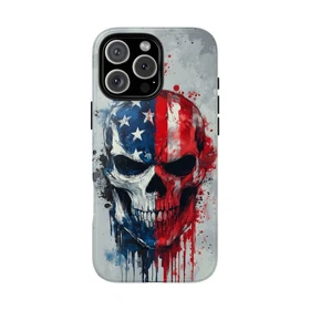American Flag Skull Splash Tough Case For Iphone
