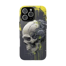 Gray Skull Biomechanical Tough Case For IPhone , Phone Cover Protective