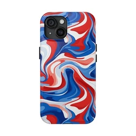 Red White Blue Abstract Swirls Wavy Design Phone Tough Case For Iphone