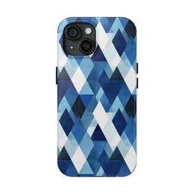 Blue Geometric Diamond Tough Phone Case | Modern Art Tough Case For Iphone