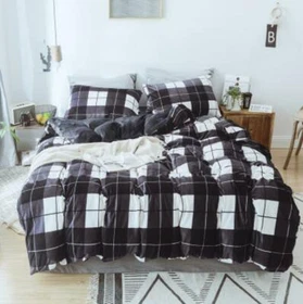 3D Black Square ZHUA1121 Bed Pillowcases Quilt Duvet Cover Set Queen King Zoe