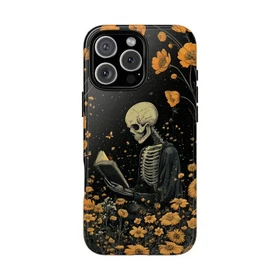 Skeleton Reading Book Tough Case For IPhone , Phone Cover Protective Best Gift