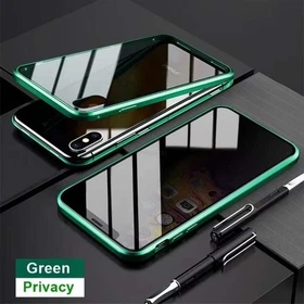 Magnetic Tempered Glass Privacy Metal Case for Iphone 15 14 13 12 XR 11 Pro MAX