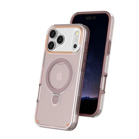 For iPhone 17 Pro Max 16 15 14 Matte 2-in-1 Metal Stand Case Translucent Cover