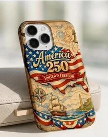 Vintage American Flag Map 4th Of July Phone Tough Case For Iphone 