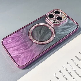 For iPhone 16 Pro Max 15 Plus 14 12 New Gradient Quicksand Magnetic Phone Case