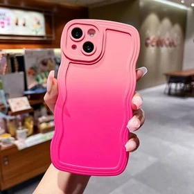 For iPhone 17Pro Max 16E 15 14 13 12 11 Solid Color Curly Wave TPU Gradient Case