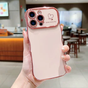 For iPhone 17 Pro Max 16 15 14 Wave Edge Plating Shockproof Case Lens Protection