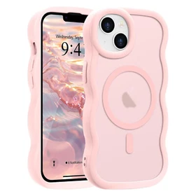 For iPhone 17Pro Max 15 14 13 Magnetic Curly Wave Frame Hard Matte Back TPU Case