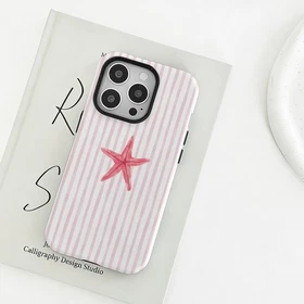 Pink Starfish Phone Case Striped Beach Summer iPhone 11-17