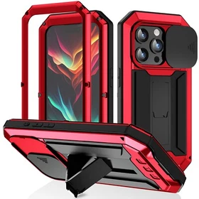 For iPhone 15 14 13 12 11 Pro Max / Plus Shockproof Metal Kickstand Armor Case